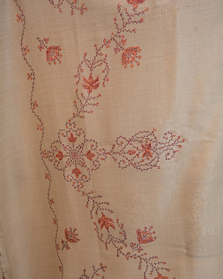Ayla Studio - EMBROIDERED PASHMINA SHAWL - KALISA - Beige - 1 Piece