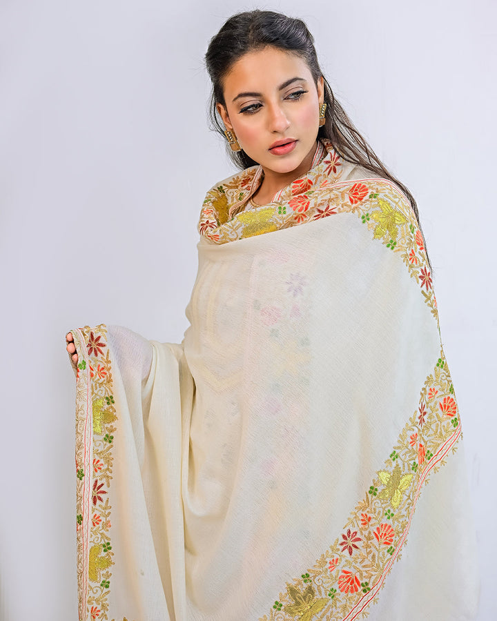Ayla Studio - EMBROIDERED PASHMINA SHAWL - LUANA - Cream White - 1 Piece