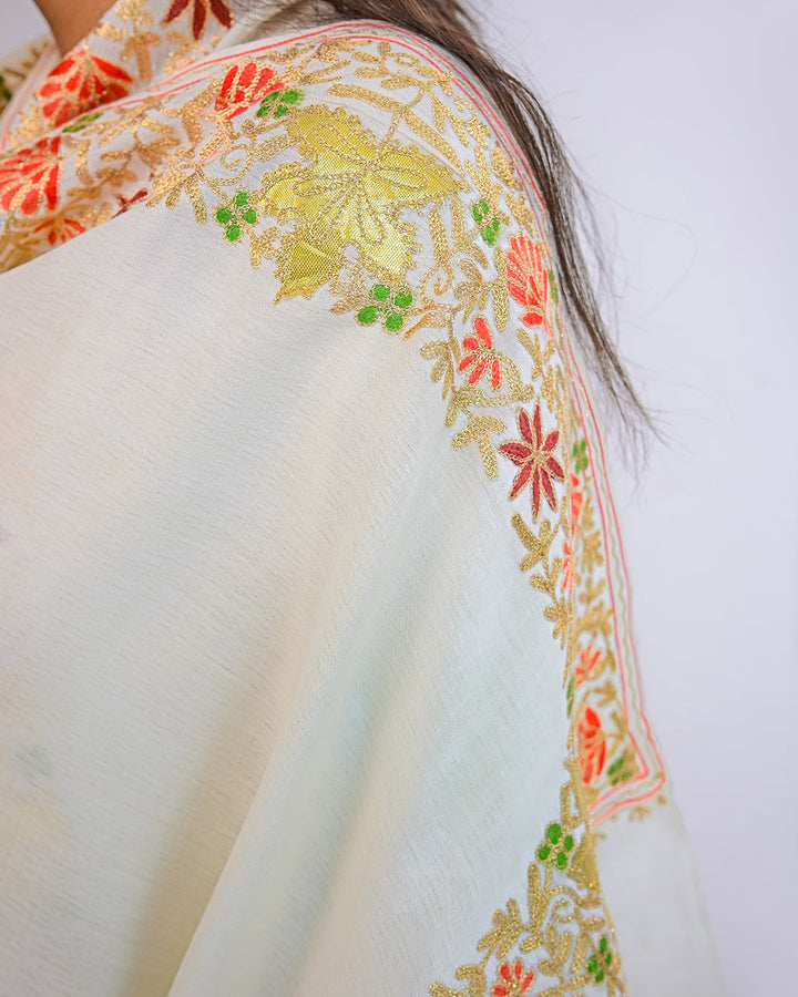 Ayla Studio - EMBROIDERED PASHMINA SHAWL - LUANA - Cream White - 1 Piece