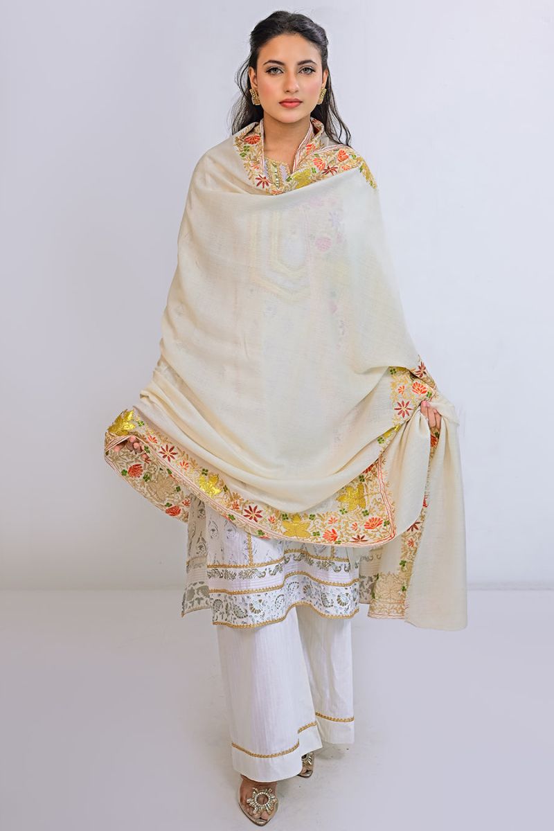 Ayla Studio - EMBROIDERED PASHMINA SHAWL - LUANA - Cream White - 1 Piece