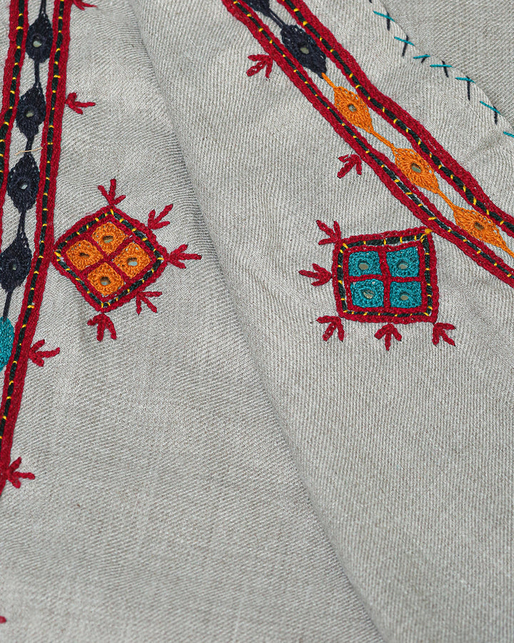 Ayla Studio - EMBROIDERED PASHMINA SHAWL - ZAHRAH - Gray - 1 Piece