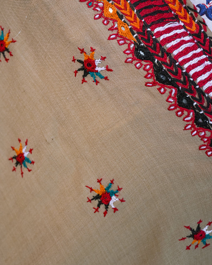 Ayla Studio - EMBROIDERED PASHMINA SHAWL - ZEYA - Beige - 1 Piece