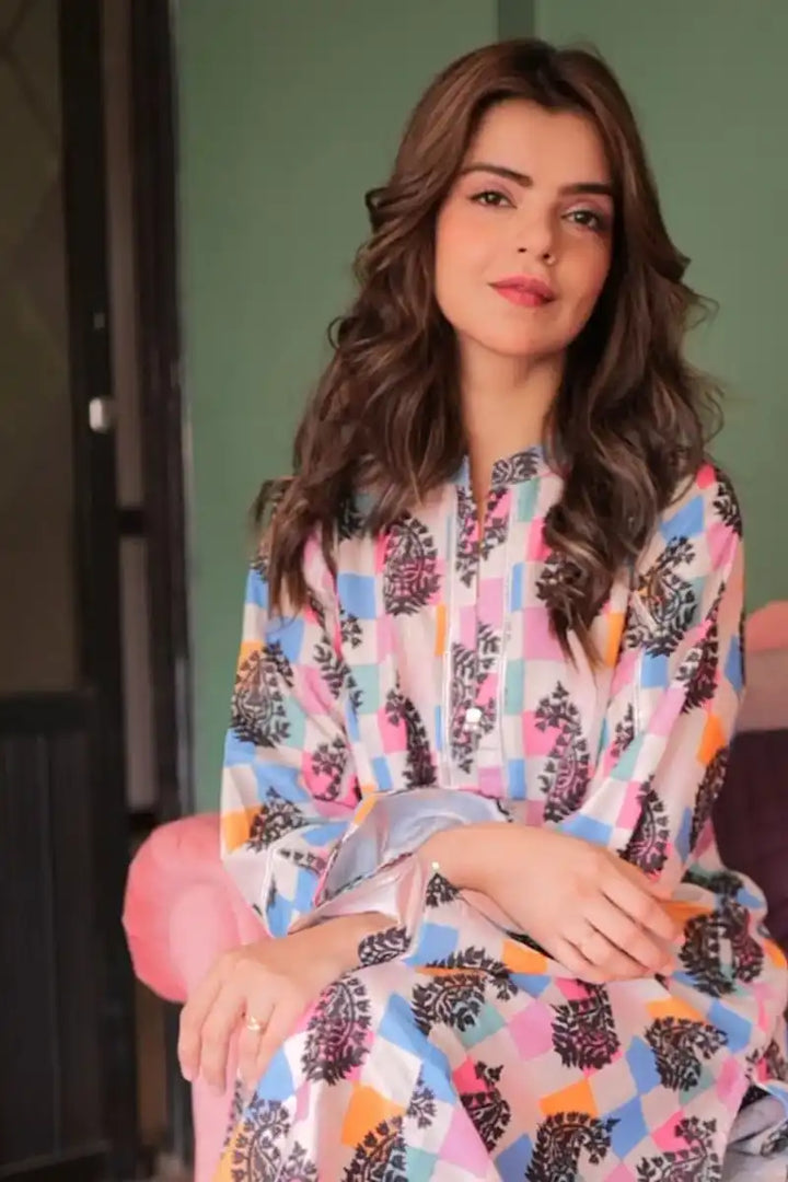 Ayla Studio - Funky Vibes - Swiss Lawn - Vibrant Blue &amp; Pink - 2 Piece