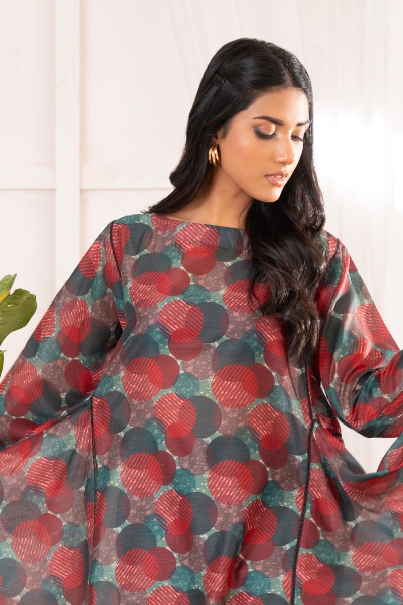 Ayla Studio - Green &amp; Red Polka Abstract - Swiss Lawn - Green &amp; Red - 2 Piece