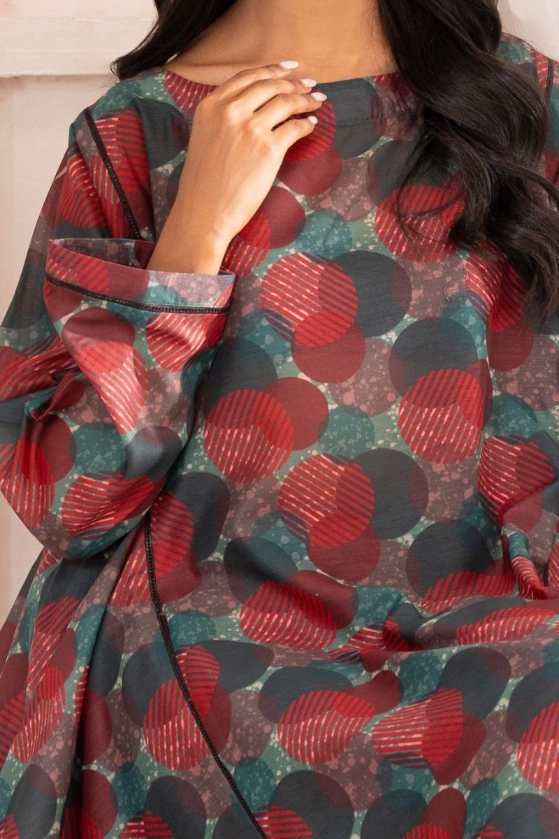 Ayla Studio - Green &amp; Red Polka Abstract - Swiss Lawn - Green &amp; Red - 2 Piece