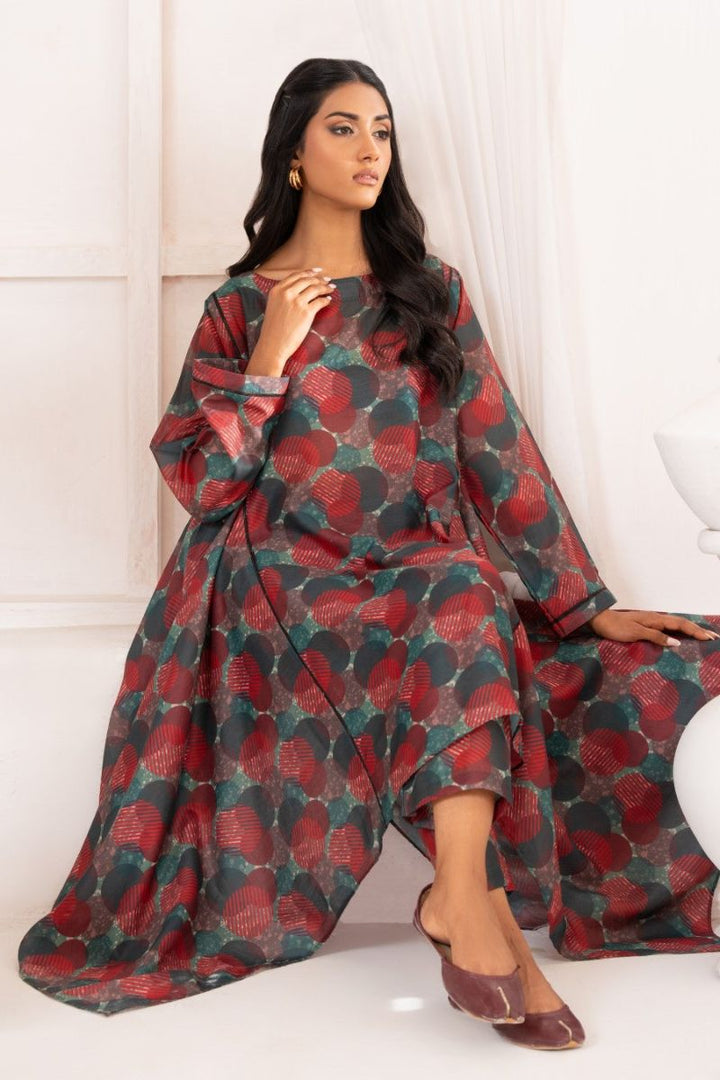 Ayla Studio - Green &amp; Red Polka Abstract - Swiss Lawn - Green &amp; Red - 2 Piece