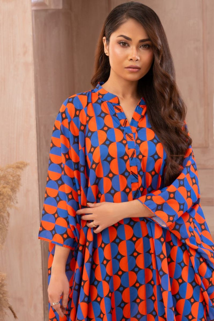 Ayla Studio - Kaleidoscope - Georgette - Black with Orange &amp; Blue - 1 Piece