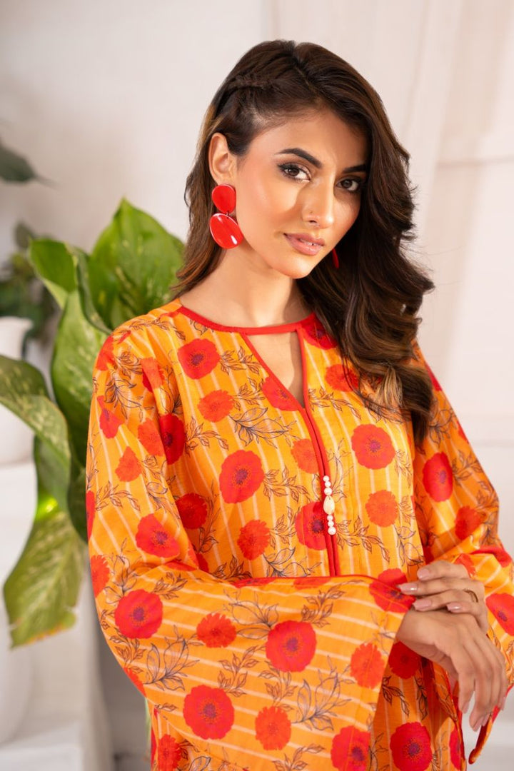 Ayla Studio - Marigold - Swiss Lawn - Orange with Red &amp; Black - 2 Piece