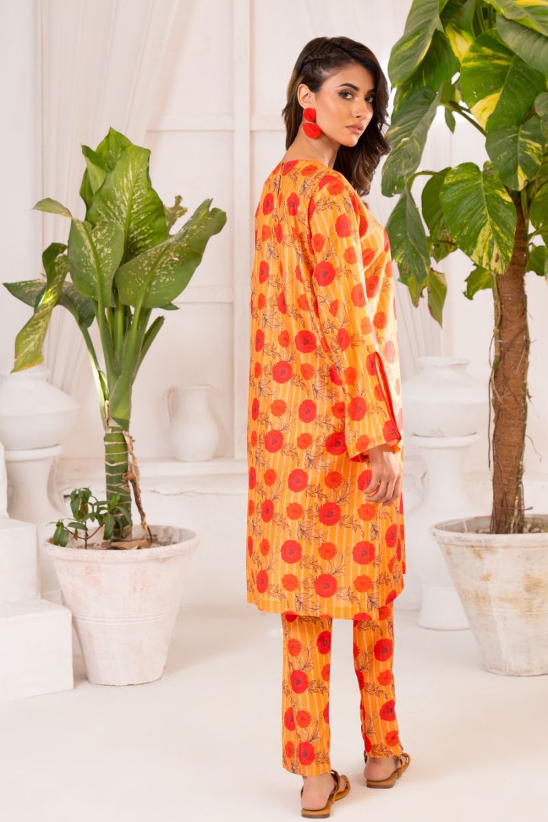 Ayla Studio - Marigold - Swiss Lawn - Orange with Red &amp; Black - 2 Piece