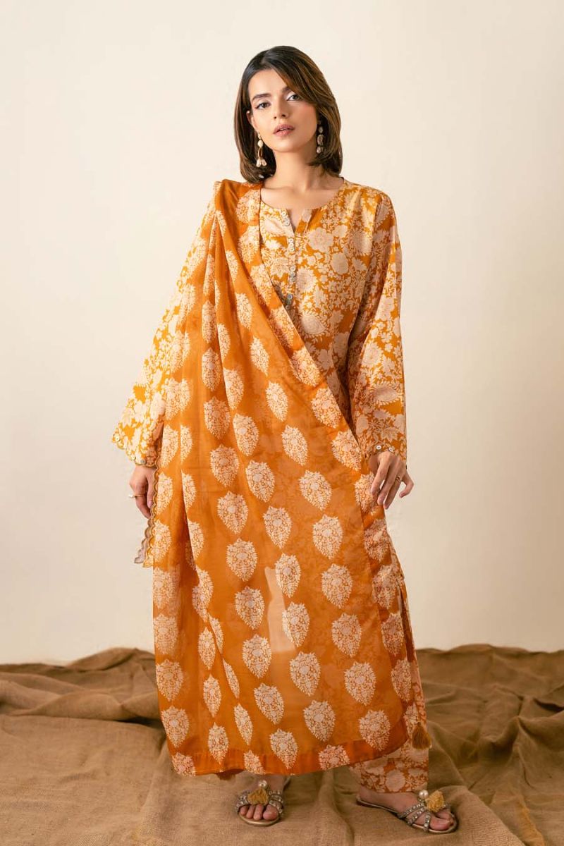 Ayla Studio - Sepia - Dupatta - munnar - orange - 1 Piece