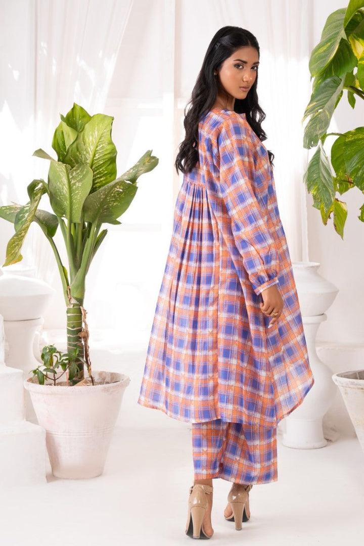 Ayla Studio - Sky Checks - Swiss Lawn - Blue &amp; Light Brown - 2 Piece