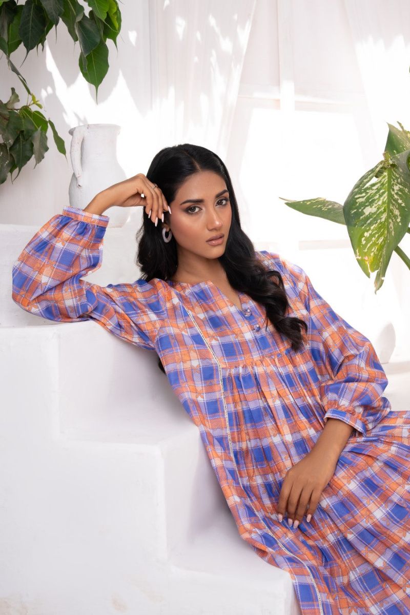Ayla Studio - Sky Checks - Swiss Lawn - Blue &amp; Light Brown - 2 Piece