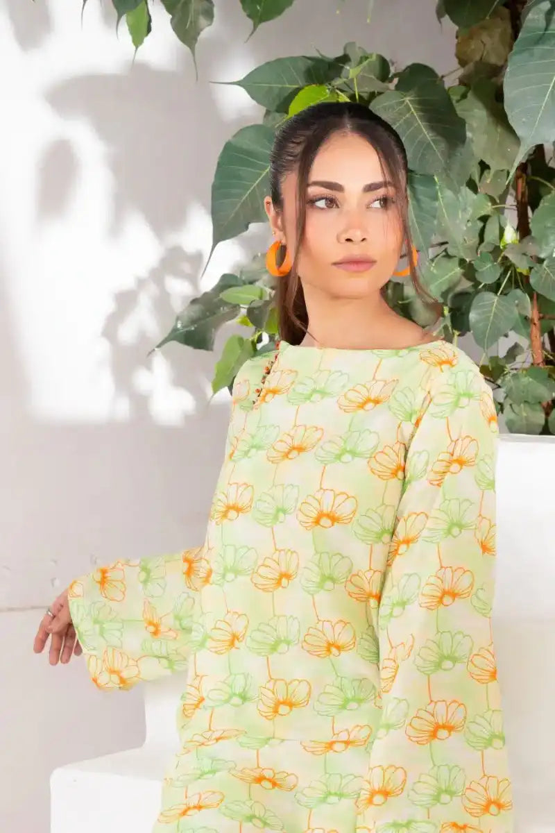 Ayla Studio - Spring Orchid - Georgette - Green &amp; Orange - 2 Piece