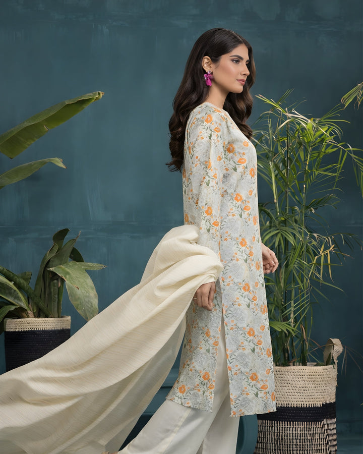 Ayla Studio - Sunehri Subah Jacquard Suit For Women - Mint Cream - 3 Piece