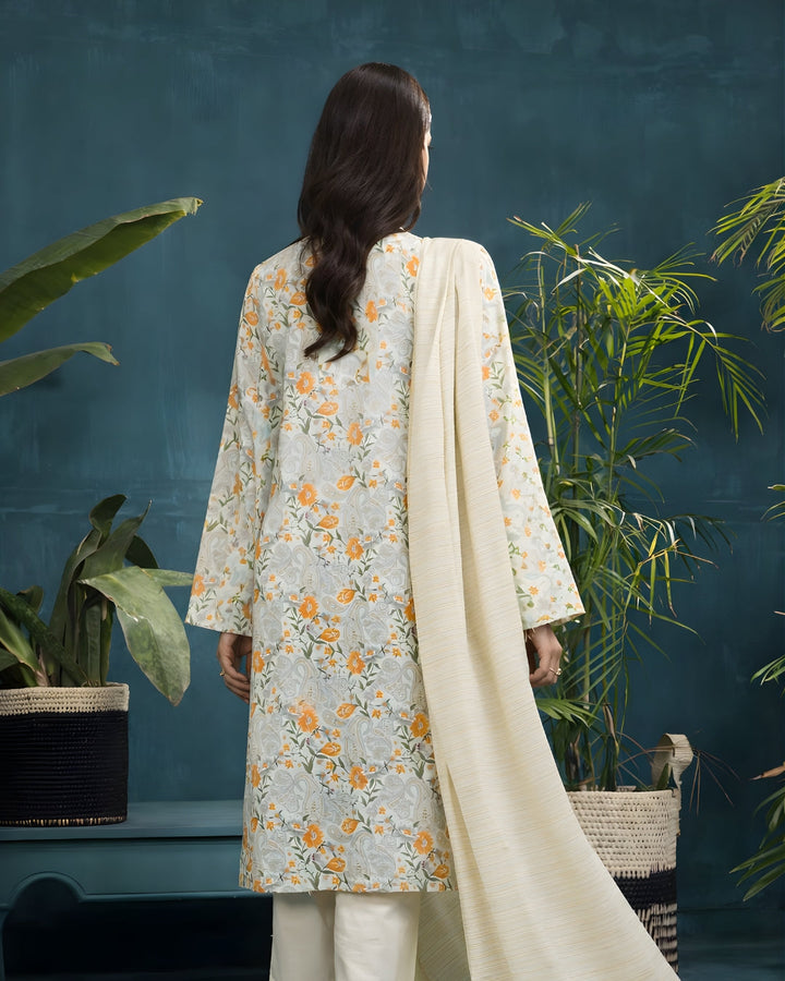 Ayla Studio - Sunehri Subah Jacquard Suit For Women - Mint Cream - 3 Piece