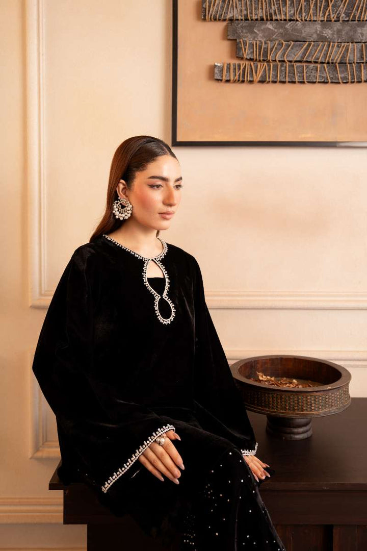 Fozia Khalid - Noir Gleam - Black - Premium Velvet - 2 Piece