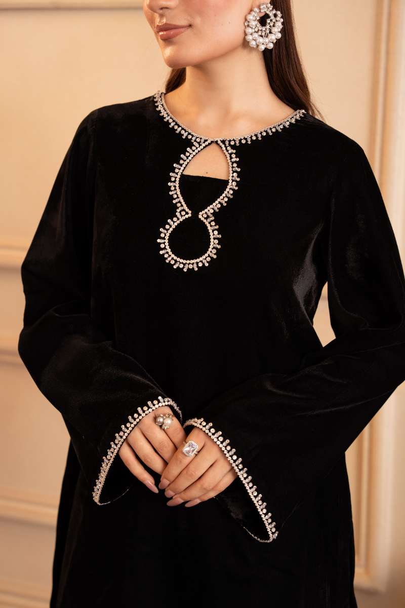 Fozia Khalid - Noir Gleam - Black - Premium Velvet - 2 Piece