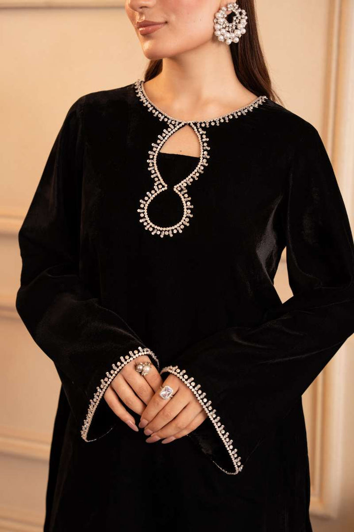 Fozia Khalid - Noir Gleam - Black - Premium Velvet - 2 Piece