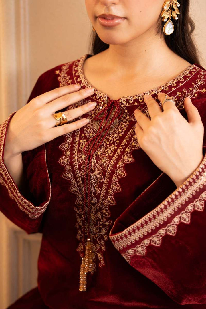 Fozia Khalid - Crimson Grace - Maroon - Premium Velvet - 2 Piece
