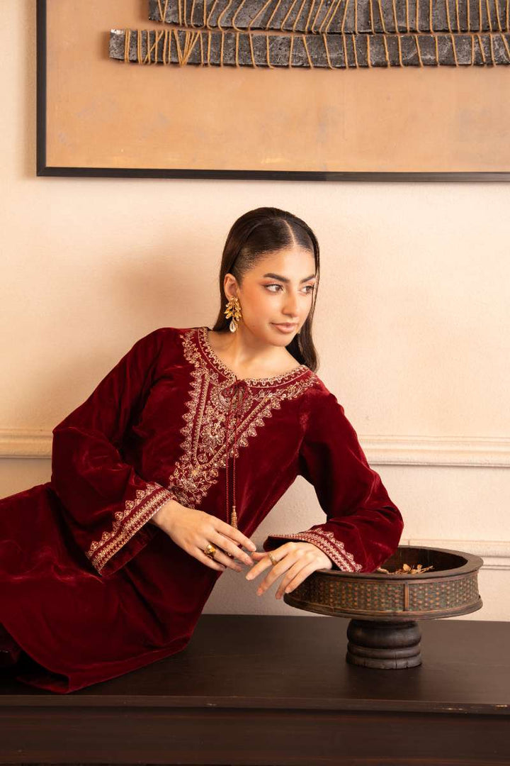 Fozia Khalid - Crimson Grace - Maroon - Premium Velvet - 2 Piece