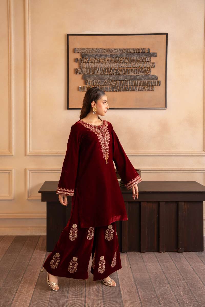 Fozia Khalid - Crimson Grace - Maroon - Premium Velvet - 2 Piece