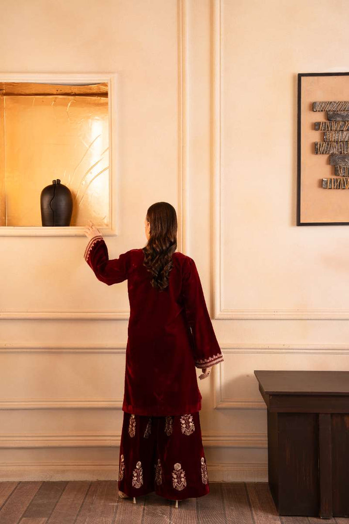 Fozia Khalid - Crimson Grace - Maroon - Premium Velvet - 2 Piece