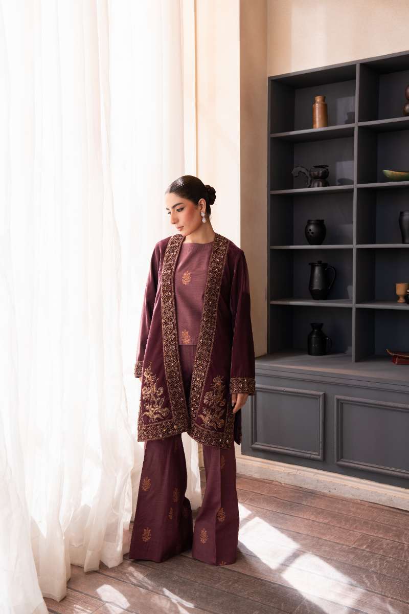 Fozia Khalid - Opal Mist - Mesa Rose - Premium Velvet - 3 Piece