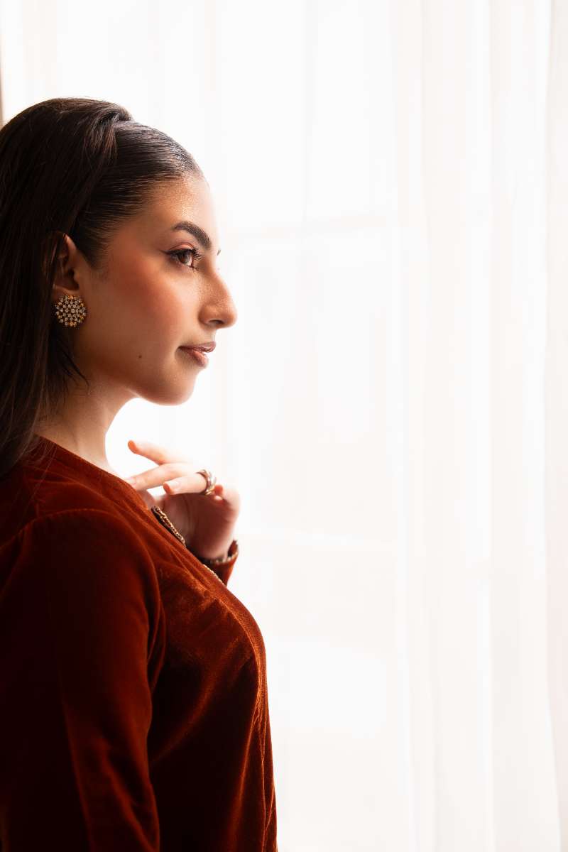 Fozia Khalid - Mocha Luxe - Rich Brown - Premium Velvet - 2 Piece