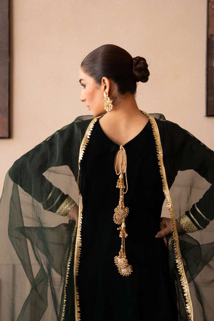 Fozia Khalid - Emerald Veil - Emerald Green - Premium Velvet - 3 Piece