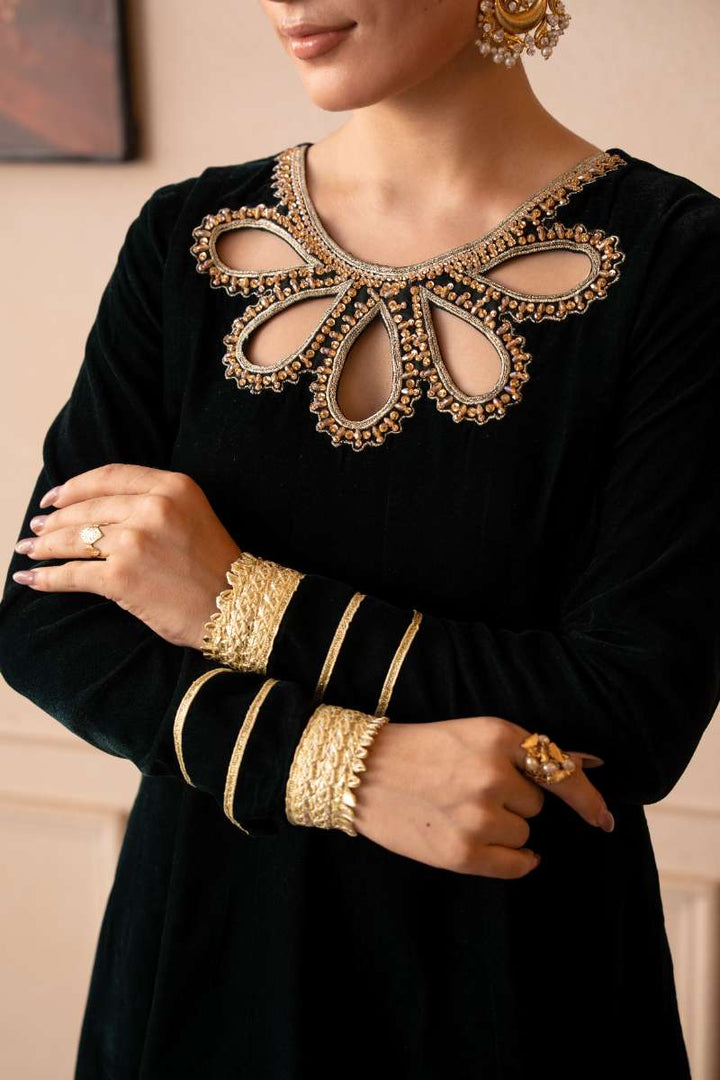 Fozia Khalid - Emerald Veil - Emerald Green - Premium Velvet - 3 Piece