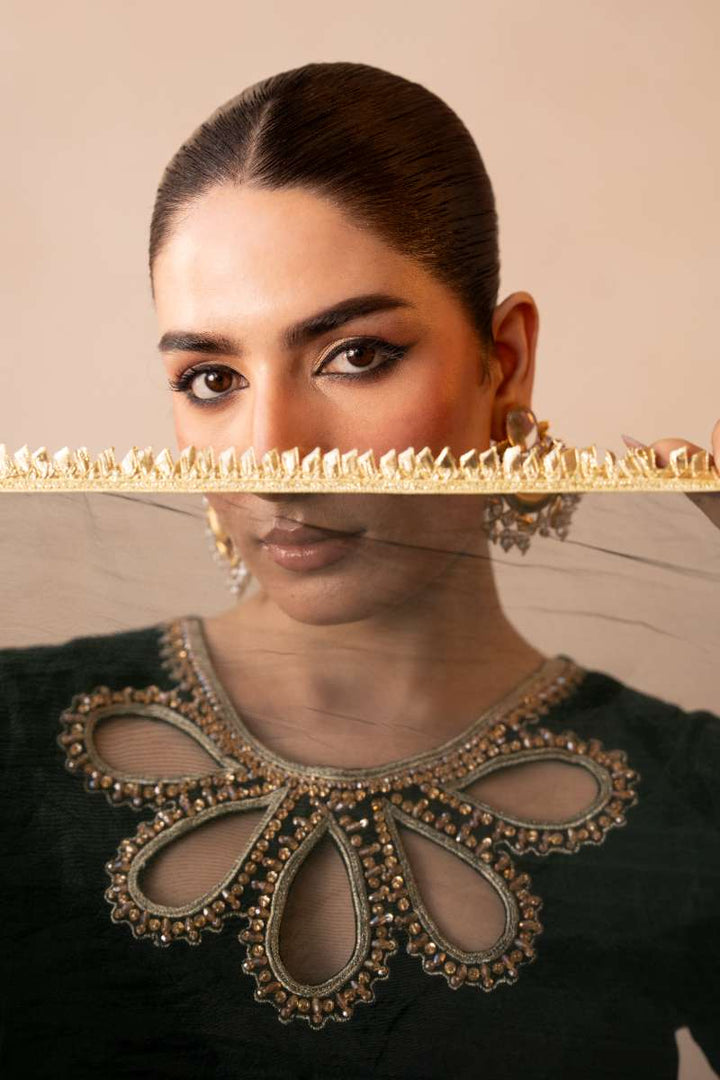Fozia Khalid - Emerald Veil - Emerald Green - Premium Velvet - 3 Piece
