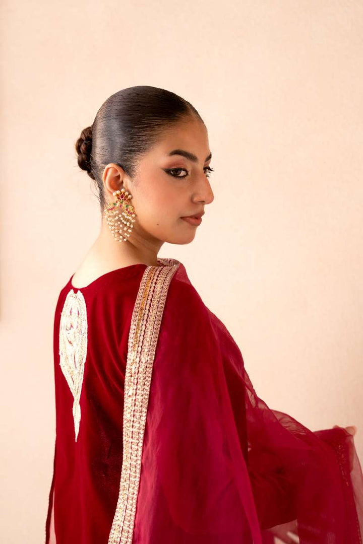 Fozia Khalid - Rose Ember - Hot Pink - Premium Velvet - 3 Piece