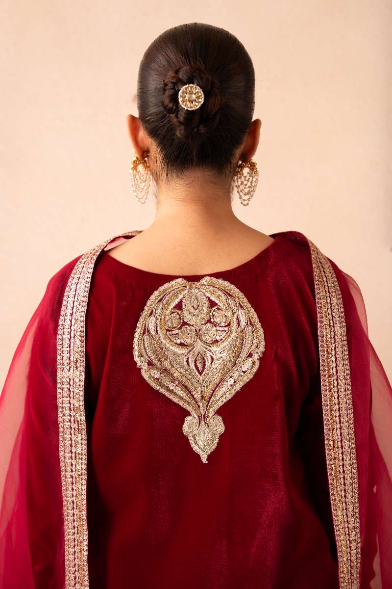 Fozia Khalid - Rose Ember - Hot Pink - Premium Velvet - 3 Piece