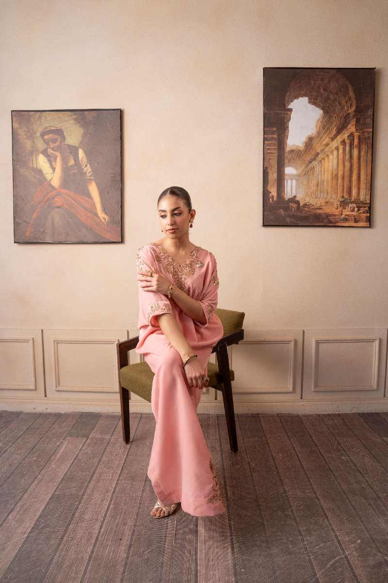 Fozia Khalid - Blush Aura - Powder Pink - Premium Velvet - 2 Piece