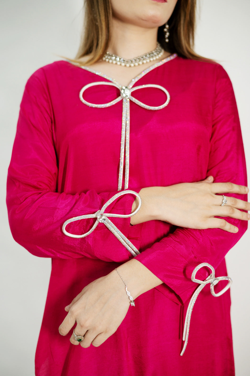 Alifyay - Fucia Pink - Cotton Silk - 3 Piece