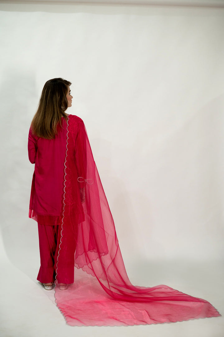 Alifyay - Fucia Pink - Cotton Silk - 3 Piece