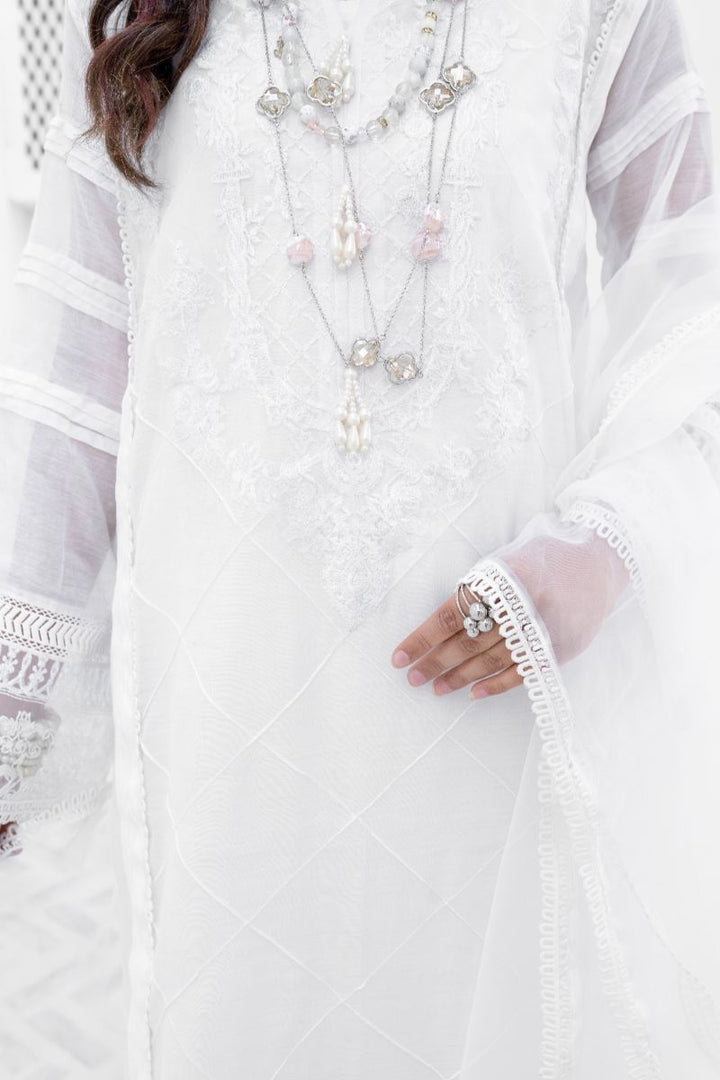 Laleen - Barg-White Cotton Silk Suit For Women - White - 3 Piece