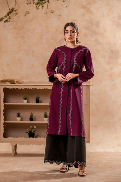 Fozia Khalid - Beet Red Tunic with Trouser - Cotton - 2 Piece - Studio by TCS