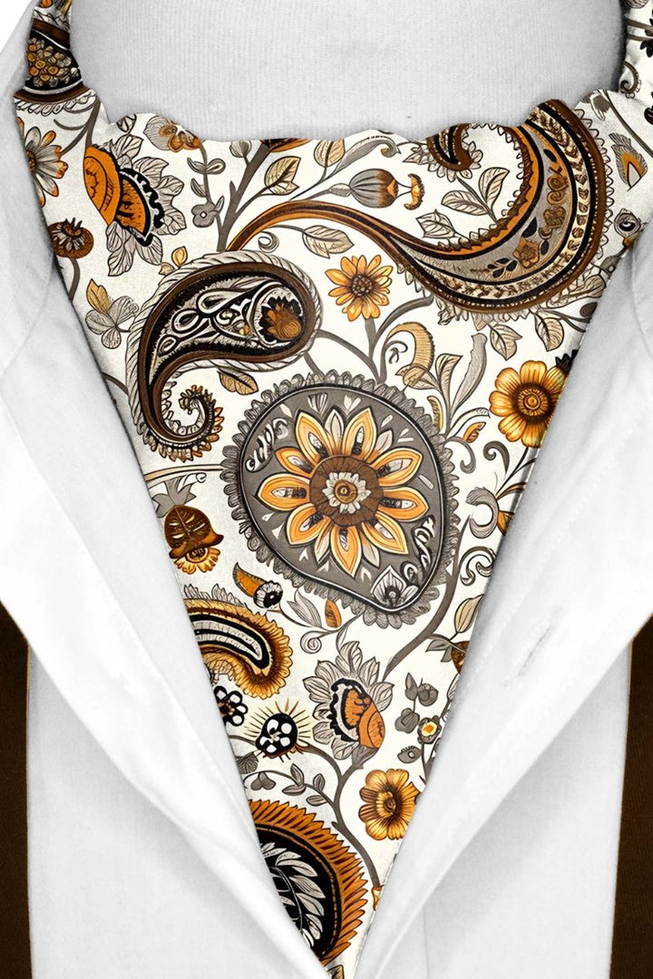 Black Wolf - A DITSY PAISLEY SILK ASCOT - Off White - 1 Piece