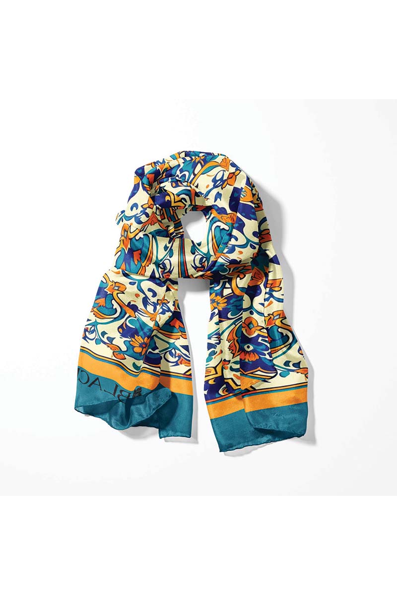 Black Wolf - ARABESQUE VINTAGE ELEGANT MEN SCARF - OFF WHITE - SILK - 1 Piece