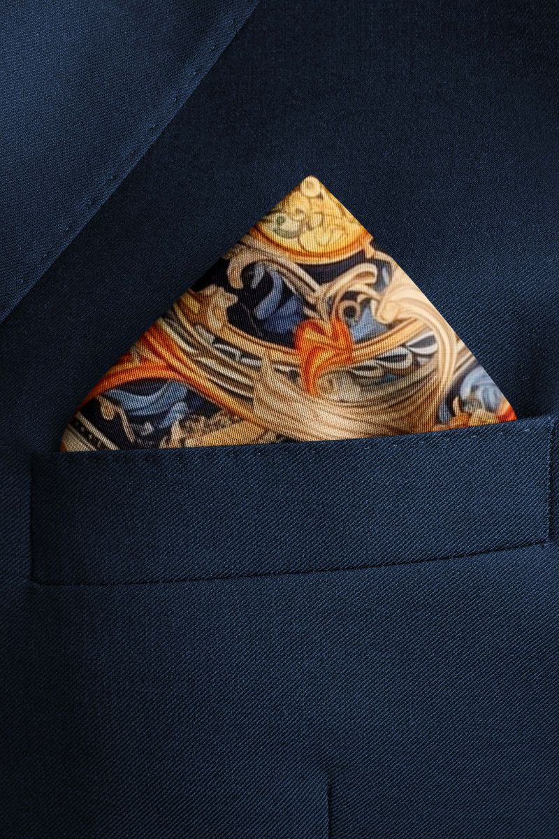 Black Wolf - AUTHENTIC VINTAGE SILK POCKET SQUARE - SKIN - SILK - 1 Piece
