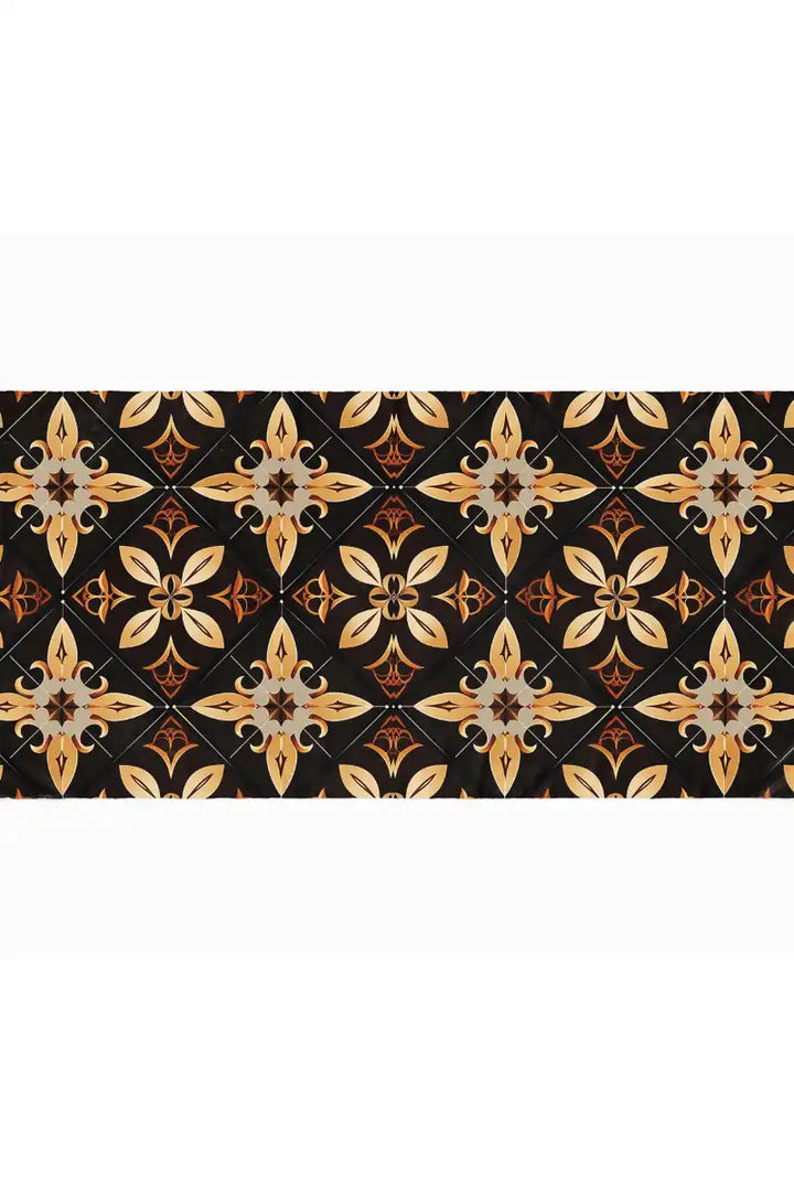 Black Wolf - GEOMETRIC FLORAL SILK HIJAB - BLACK - 1 Piece