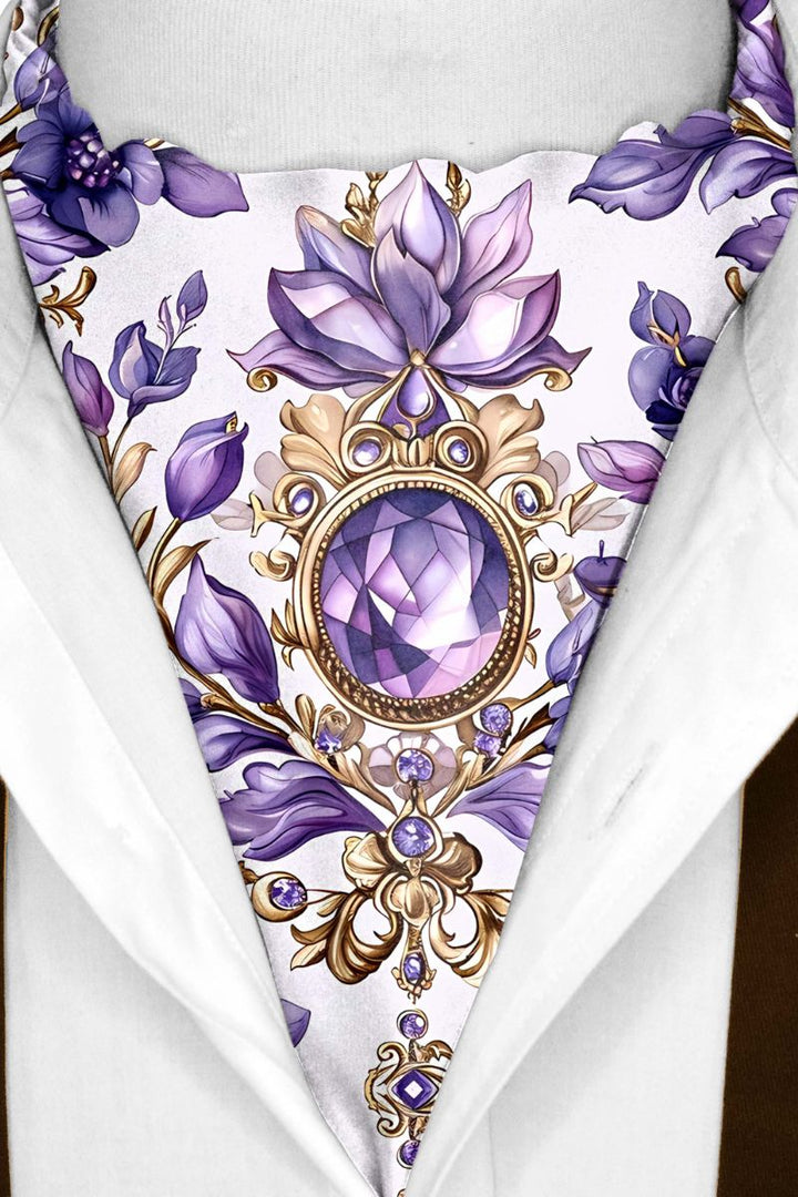 Black Wolf - LISIANTHUS FLOWERS SILK ASCOT - White - 1 Piece