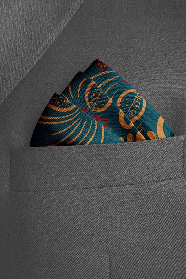 Black Wolf - LUXURY FLORAL SILK POCKET SQUARE - Mid Night Green - SILK - 1 Piece