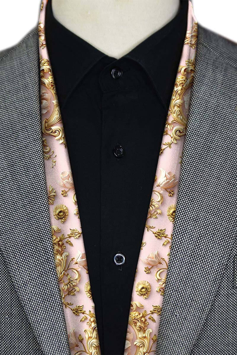 Black Wolf - ORNATE PATTERN MEN SCARF - -Baby Pink - SILK - 1 Piece