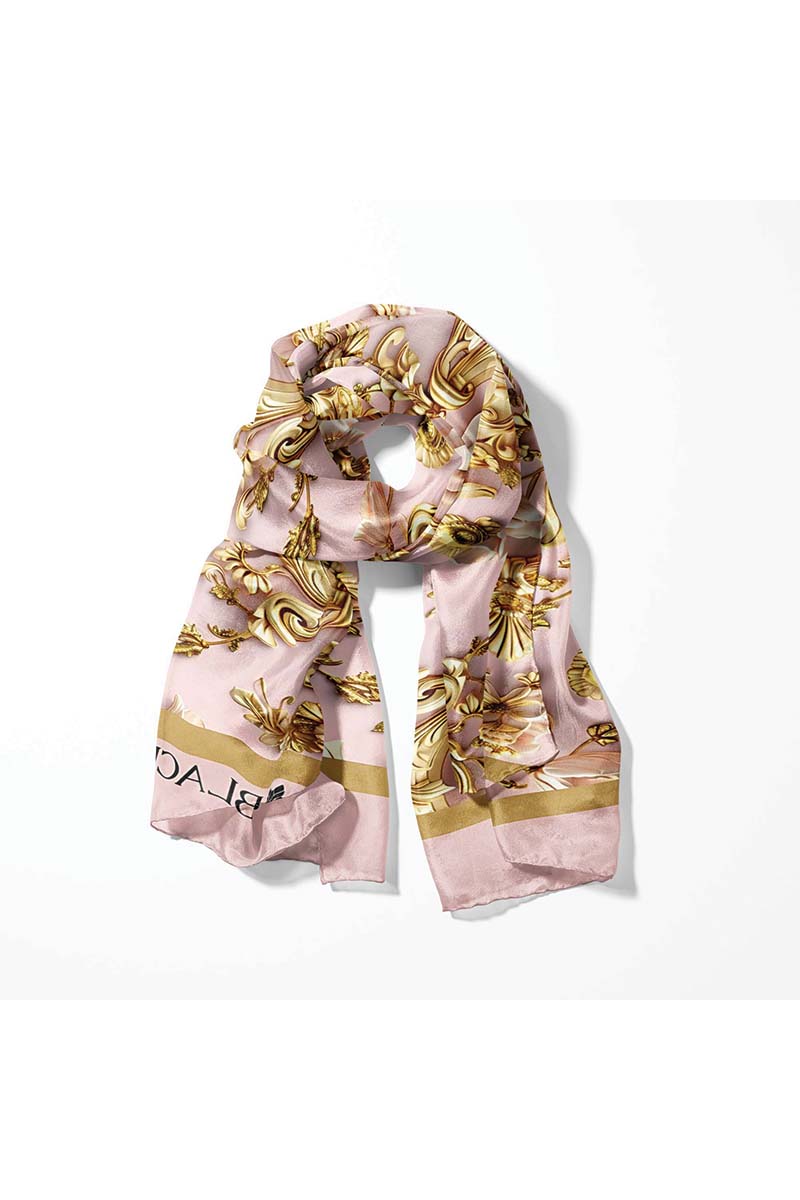 Black Wolf - ORNATE PATTERN MEN SCARF - -Baby Pink - SILK - 1 Piece