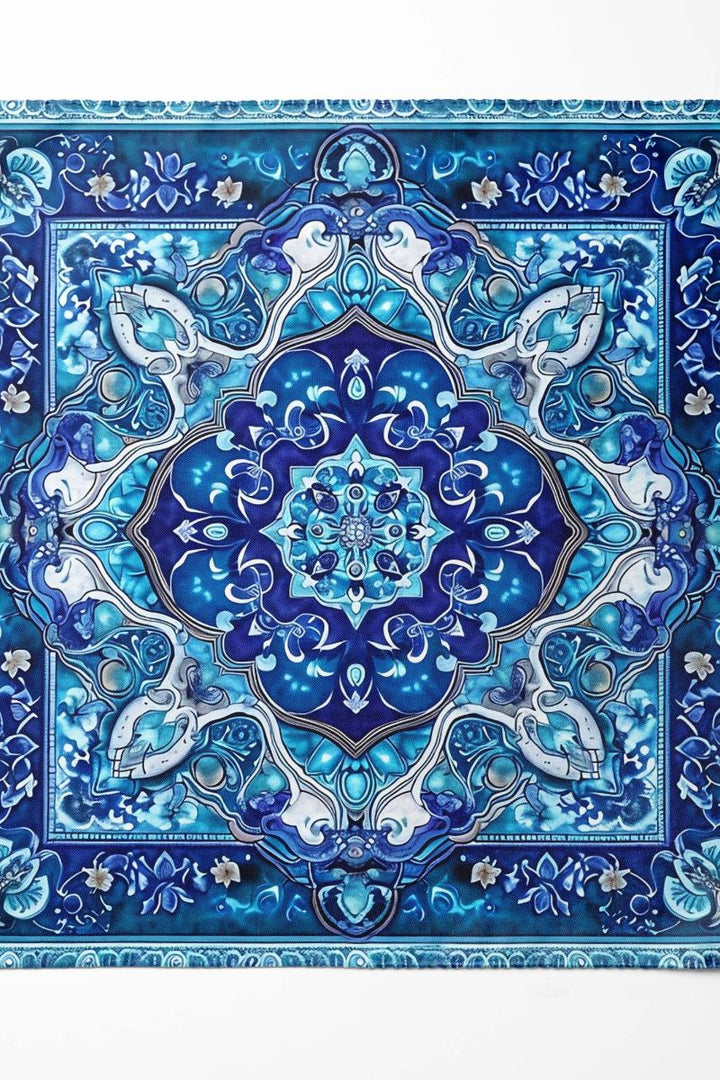 Black Wolf - PERSIAN ART SILK POCKET SQUARE - TRUE BLUE - SILK - 1 Piece