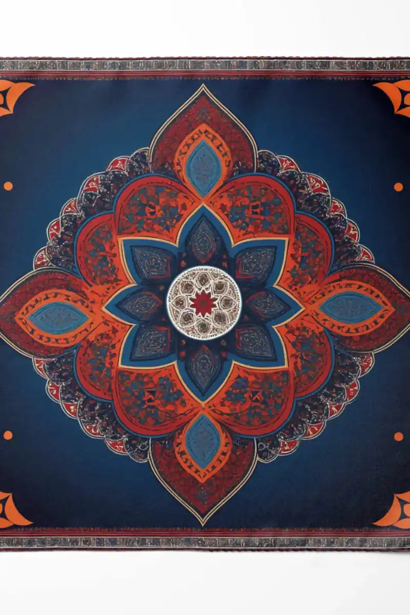 Black Wolf - ROYAL AJRAK SILK POCKET SQUARE - -Navy Blue - SILK - 1 Piece