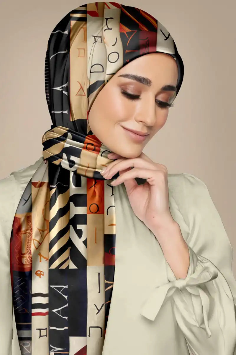 Black Wolf - SAACHI ART SILK HIJAB - BLACK - 1 Piece