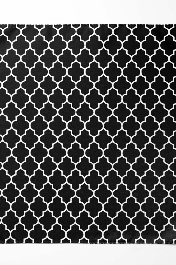 Black Wolf - SILVER GEOMETRIC SILK ASCOT - Jet Black - 1 Piece